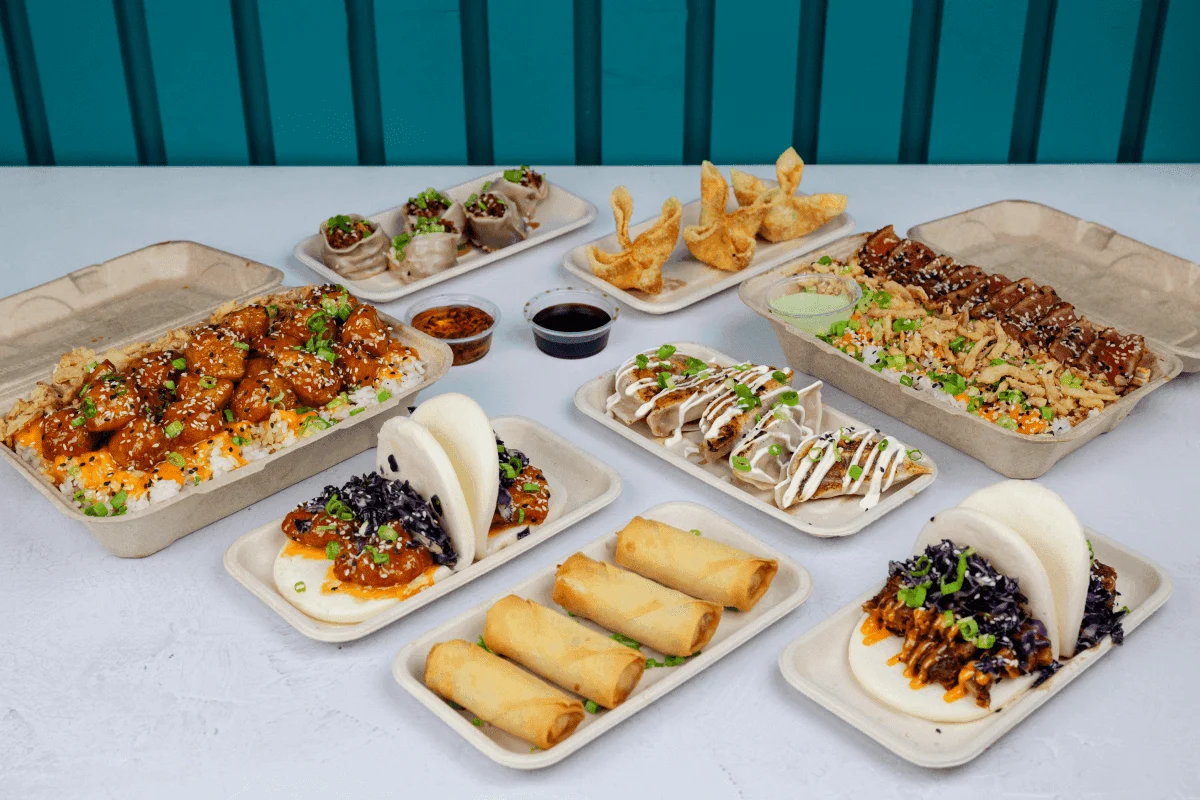 Gyoza, bao, rangoon and dirty rice bowls at Shiso Crispy