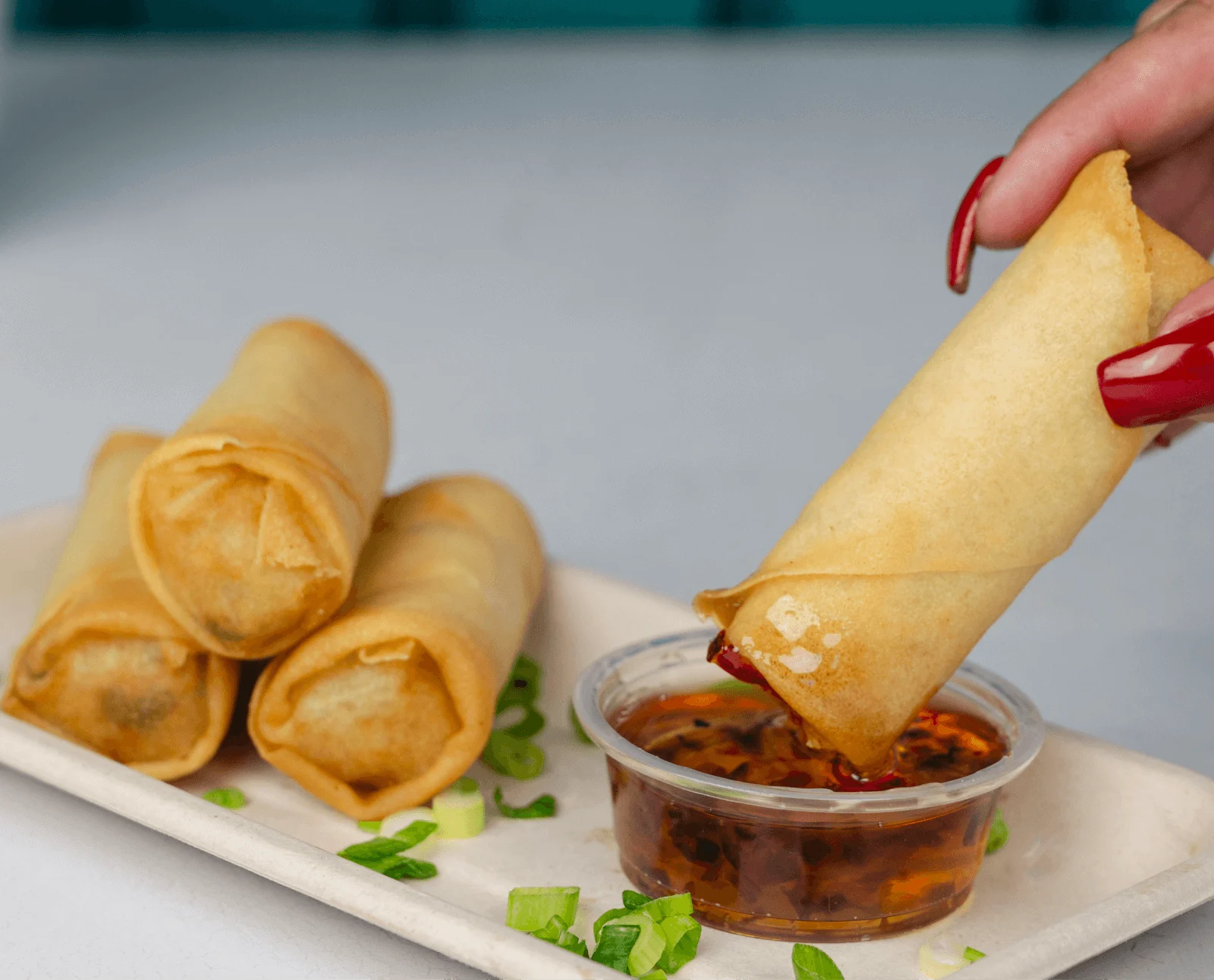 Spring Rolls with sweet pepper chutney at Shiso Crispy